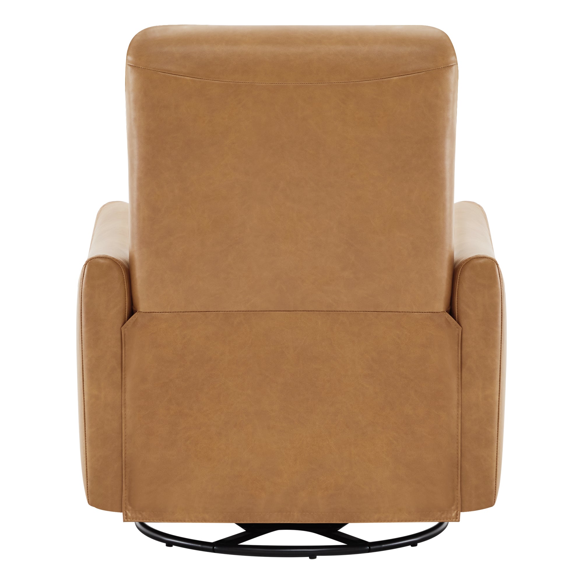 Back view of Tracee Modern Power Swivel Glider Recliner in tan leather, showcasing sleek design - CHITA Living