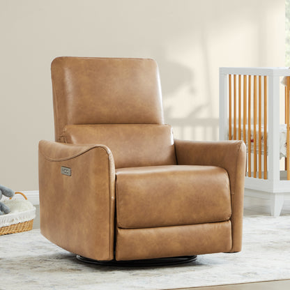 Tracee Modern Power Swivel Glider Recliner in tan with 270-degree swivel feature - CHITA Living