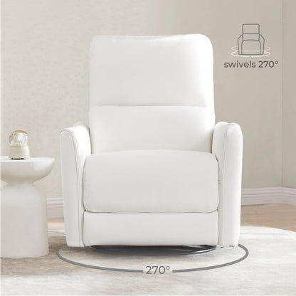 Tracee Modern Power Swivel Glider Recliner-Faux Leather & White