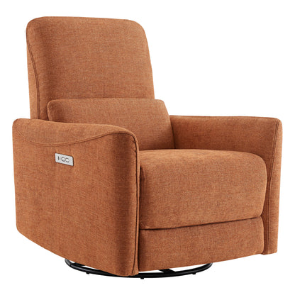 CHITA LIVING-Tracee Power Swivel Glider Recliner with Type-C Charge-Recliners-Fabric-Amber-