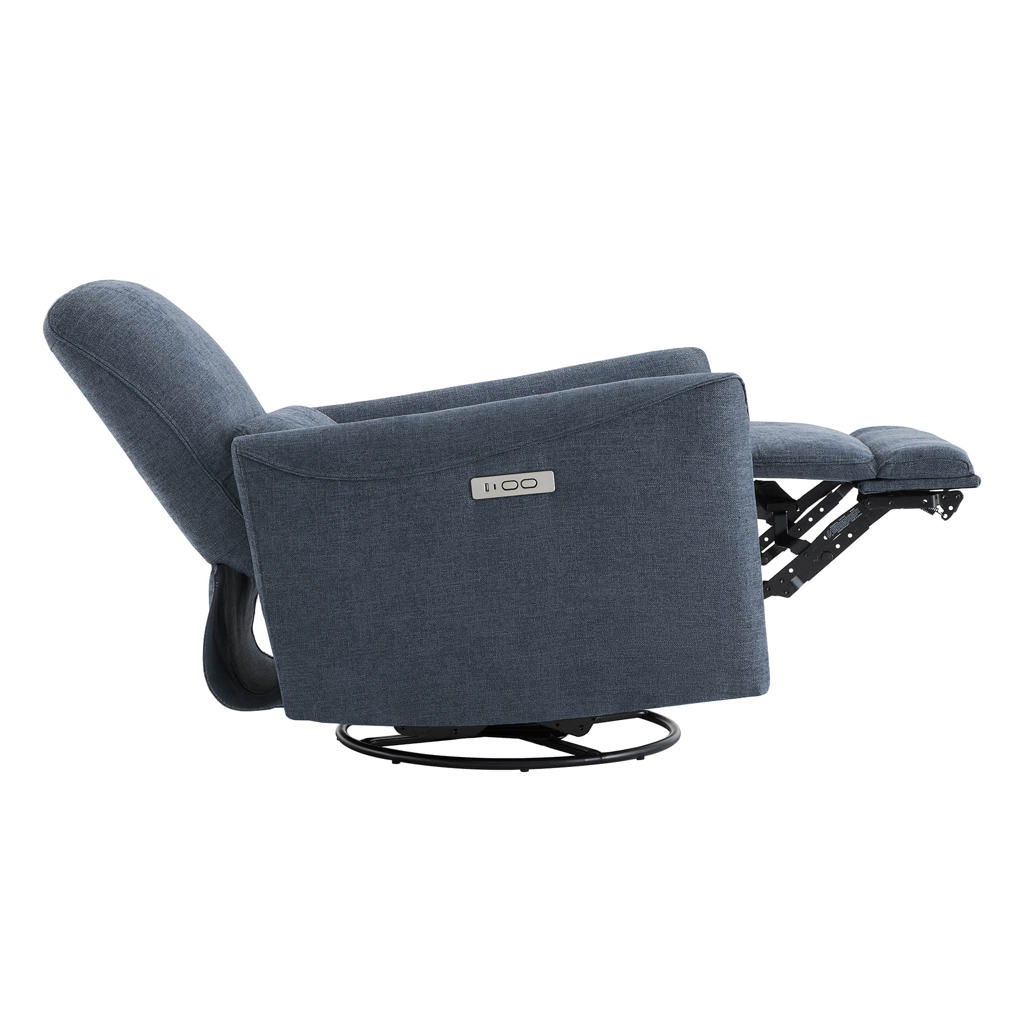 CHITA LIVING-Tracee Modern Power Swivel Glider Recliner-Recliners-Fabric-Blue-