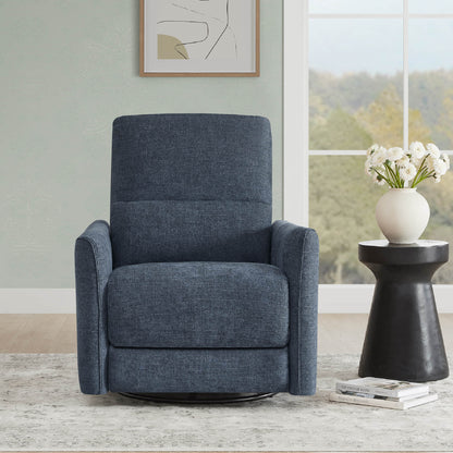 Blue power swivel glider recliner in a contemporary living room with stylish decor - CHITA Living