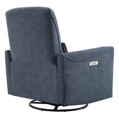 CHITA LIVING-Tracee Modern Power Swivel Glider Recliner-Recliners-Fabric-Blue-