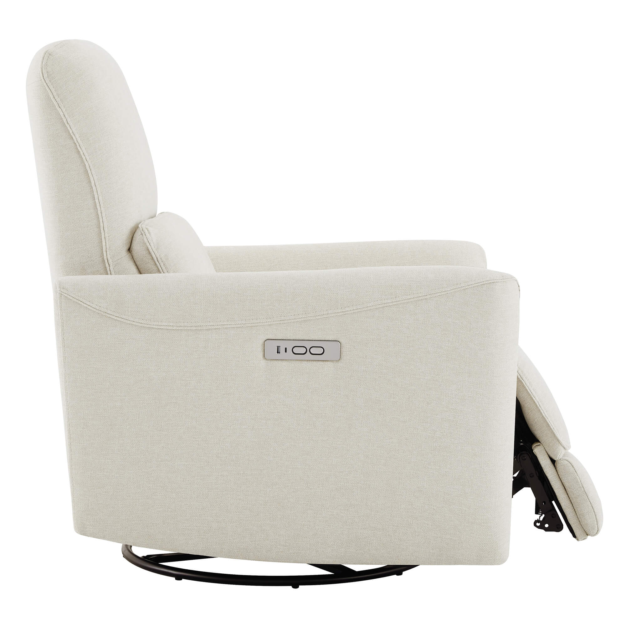 Cream power swivel glider recliner with sleek design and reclining mechanism - CHITA Living