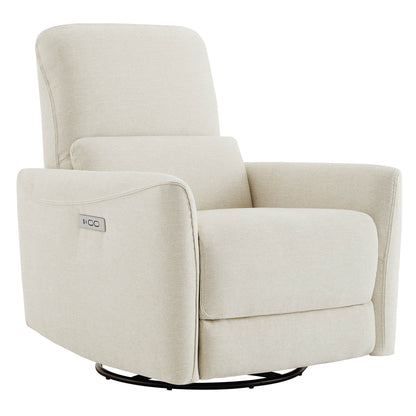 CHITA LIVING-Tracee Power Swivel Glider Recliner with Type-C Charge-Recliners-Fabric-Linen-