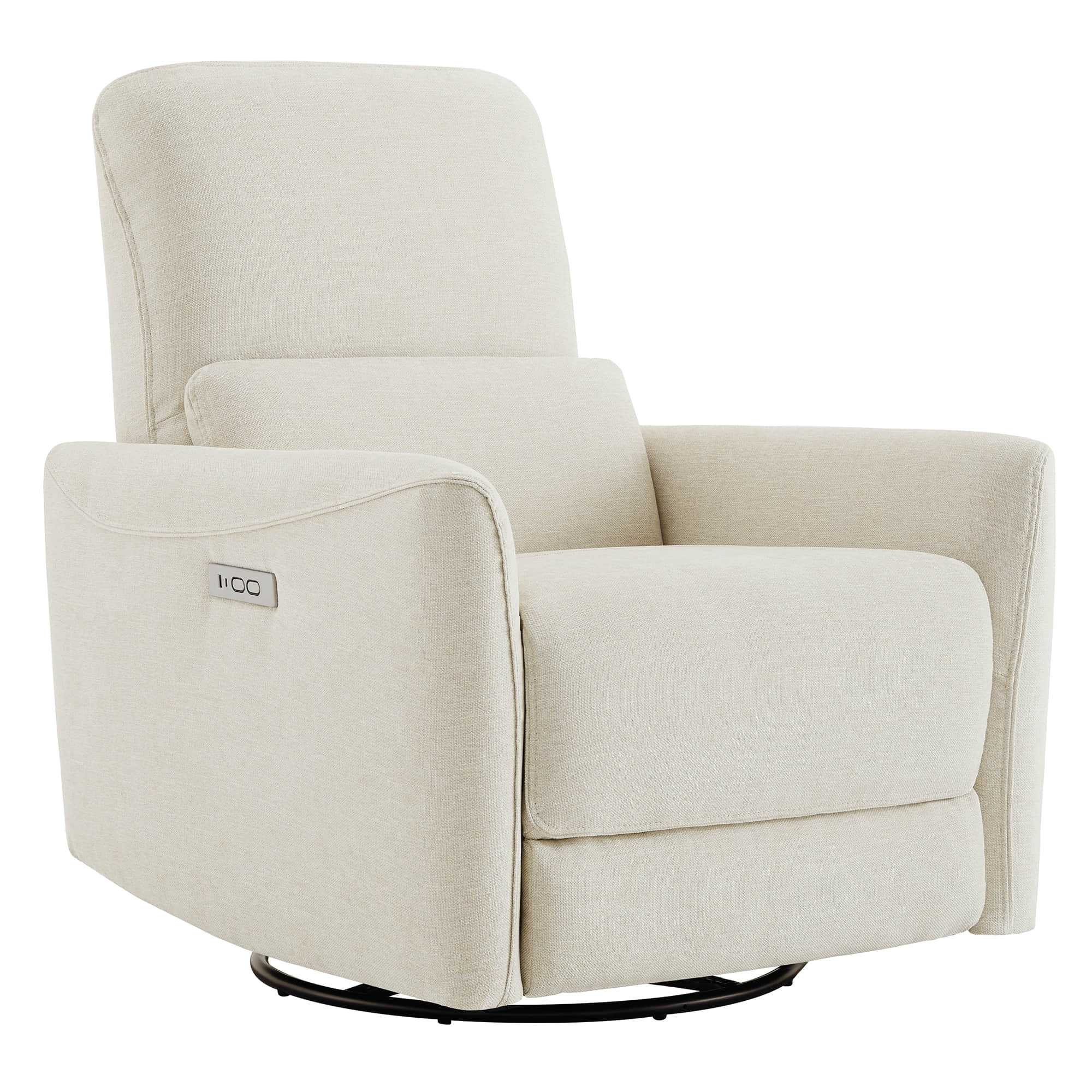 Beige power swivel glider recliner with sleek design and ergonomic lumbar support - CHITA Living