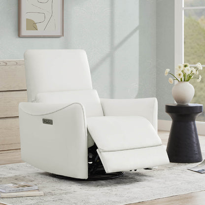 White power swivel glider recliner featuring modern design in a bright living room - CHITA Living