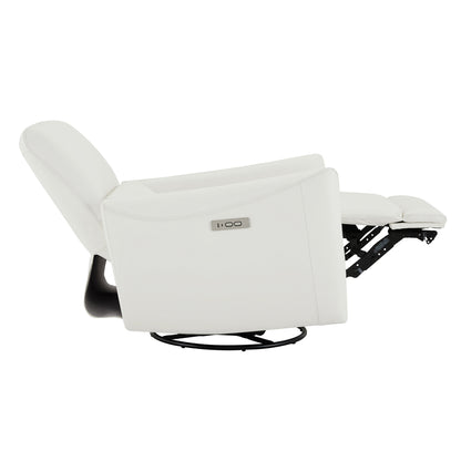 Sleek white power swivel glider recliner in a modern design, showcasing reclining feature - CHITA Living