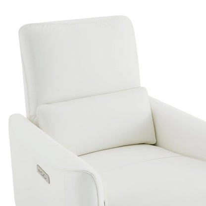 Tracee Modern Power Swivel Glider Recliner-Genuine Leather & White