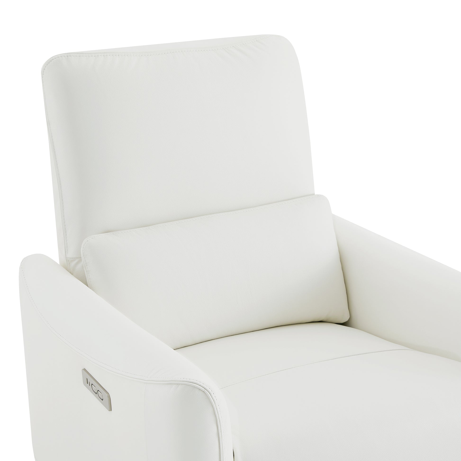 CHITA LIVING-Tracee Modern Power Swivel Glider Recliner-Recliners-Genuine Leather-White-