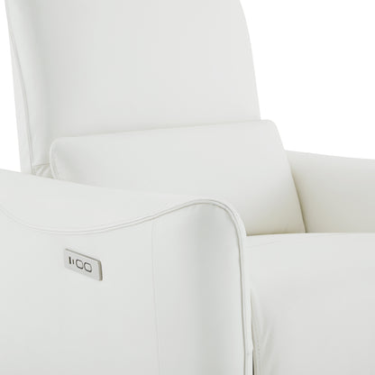 Elegant white power swivel glider recliner with a modern design and control panel - CHITA Living