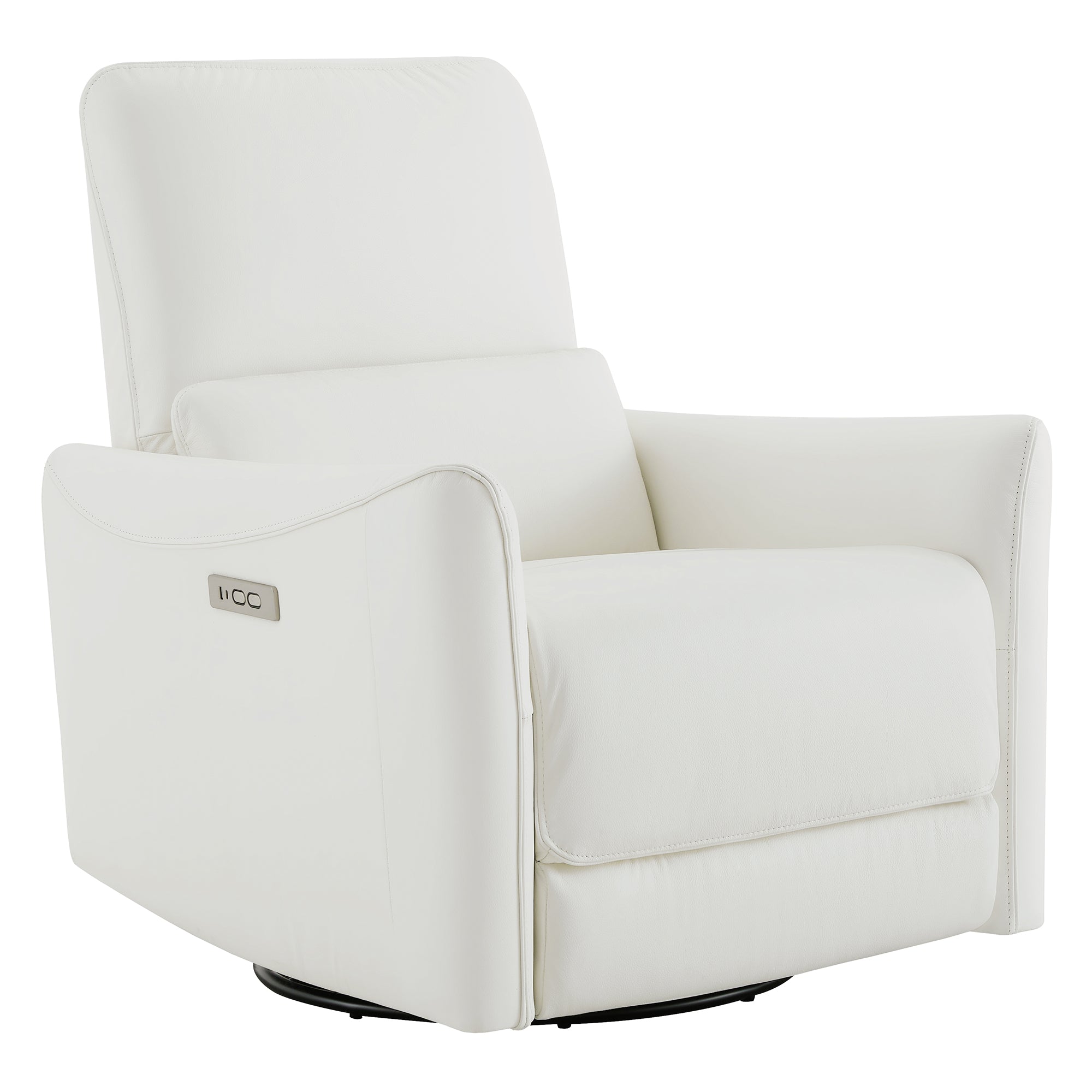 CHITA LIVING-Tracee Modern Power Swivel Glider Recliner-Recliners-Genuine Leather-White-