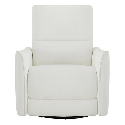Tracee Modern Power Swivel Glider Recliner-Genuine Leather & White