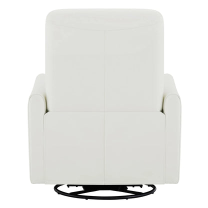 Tracee Modern Power Swivel Glider Recliner-Genuine Leather & White