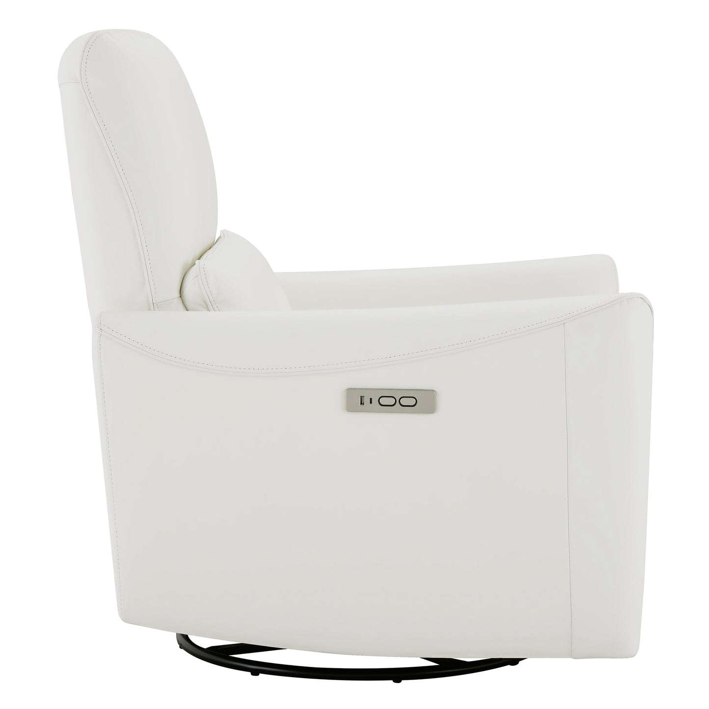 CHITA LIVING-Tracee Modern Power Swivel Glider Recliner-Recliners-Genuine Leather-White-