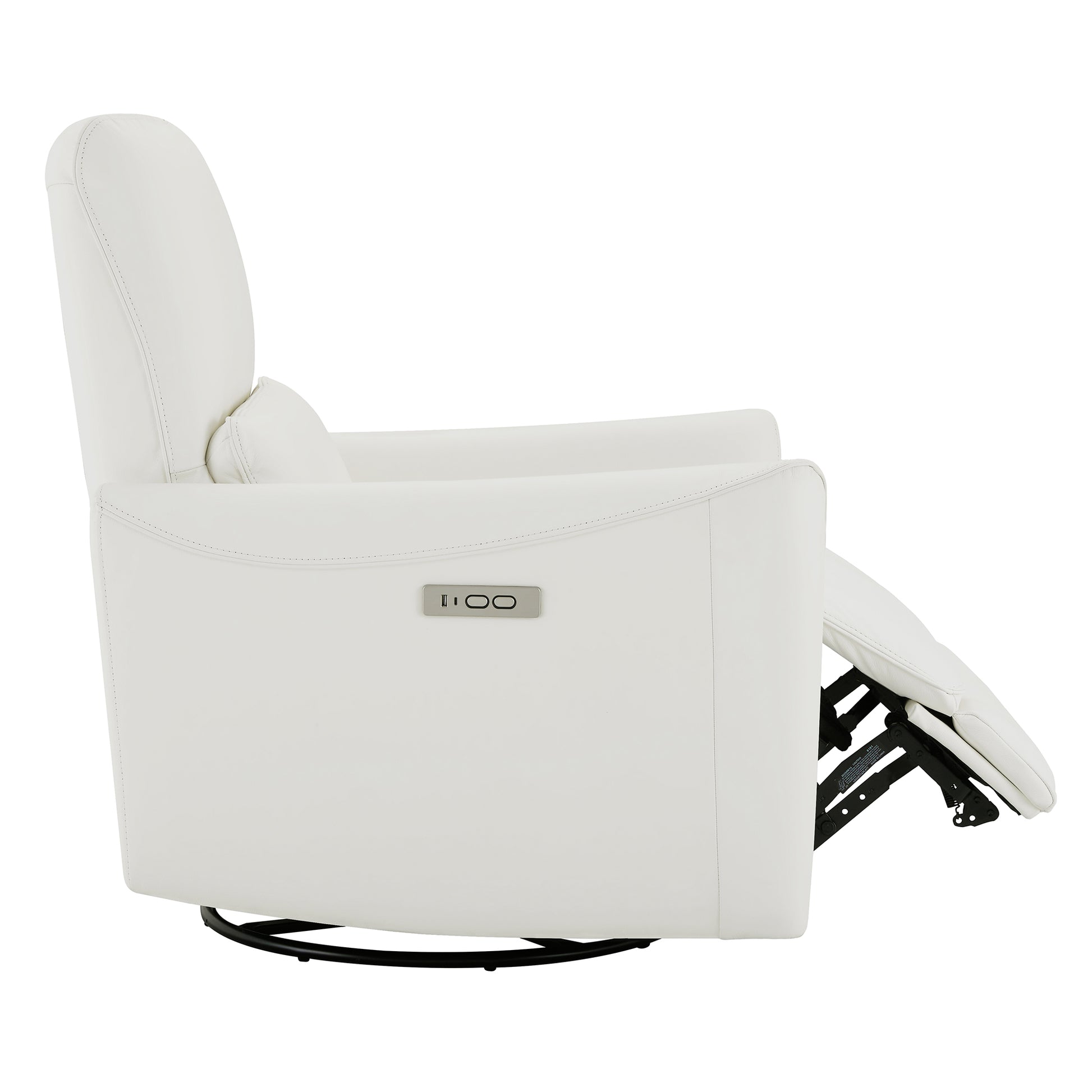 CHITA LIVING-Tracee Power Swivel Glider Recliner with Type-C Charge-Recliners-Genuine Leather-White-