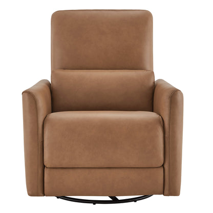 CHITA LIVING-Tracee Modern Power Swivel Glider Recliner-Recliners-Genuine Leather-Saddle Brown-