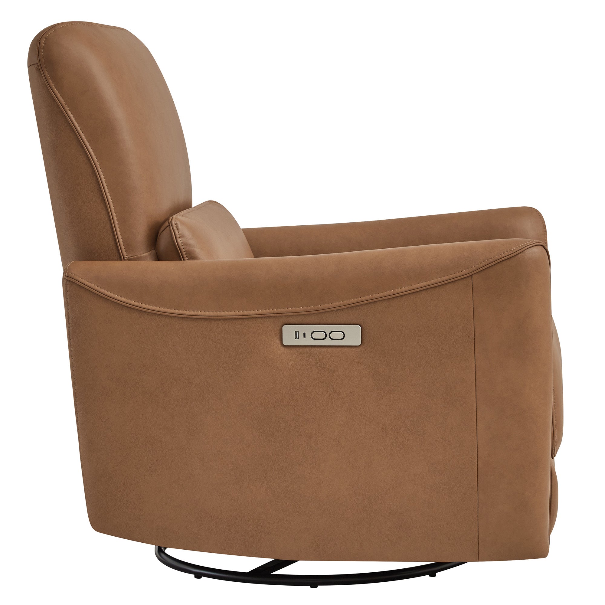 Brown power swivel glider recliner showcasing sleek design and USB charging port - CHITA Living