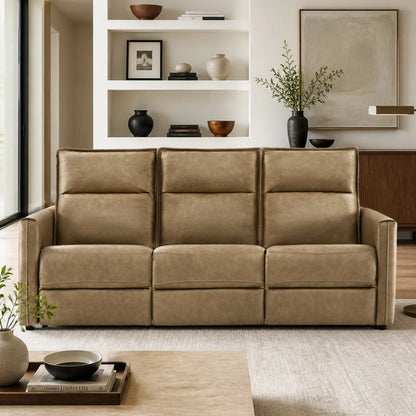 Jared Genuine Leather Wall Hugger 3-Seater Modular Reclining Sofa with Power Headrest