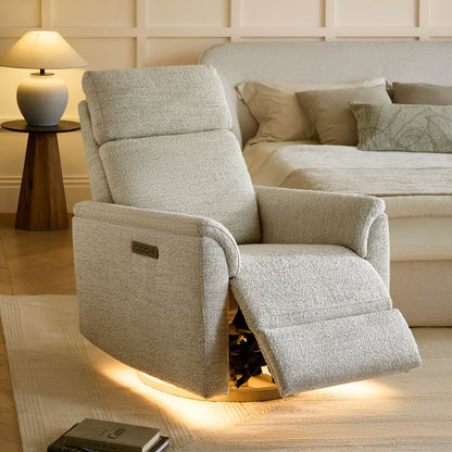 Lulla Power Swivel Nursery Glider Recliner with Power Headrest and Nightlight