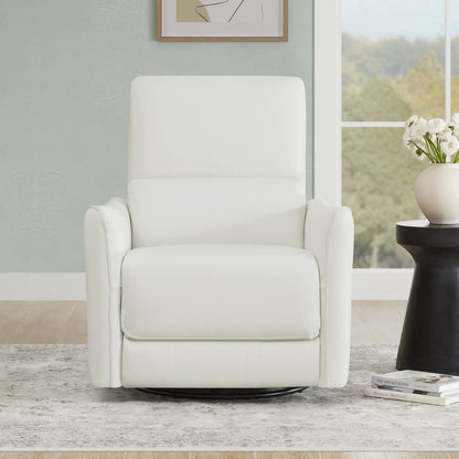 Tracee Modern Power Swivel Glider Recliner-Genuine Leather & White