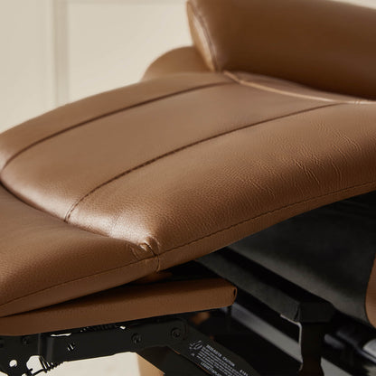Keith Tufted Genuine Leather Swivel Glider Power Recliner with Power Headrest