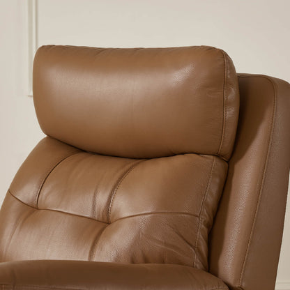 Keith Tufted Genuine Leather Swivel Glider Power Recliner with Power Headrest
