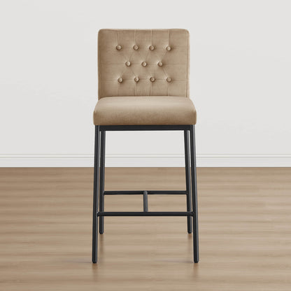 Layla Retro Tufted-design Counter Stool with Metal Base (Set of 2）