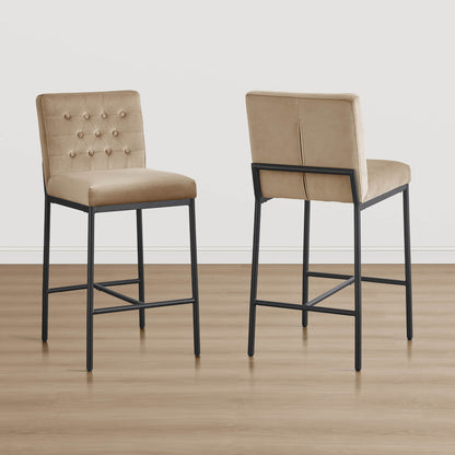 Layla Retro Tufted-design Counter Stool with Metal Base (Set of 2）