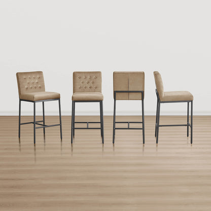 Layla Retro Tufted-design Counter Stool with Metal Base (Set of 2）