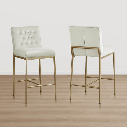 Layla Retro Tufted-design Counter Stool with Metal Base (Set of 2）