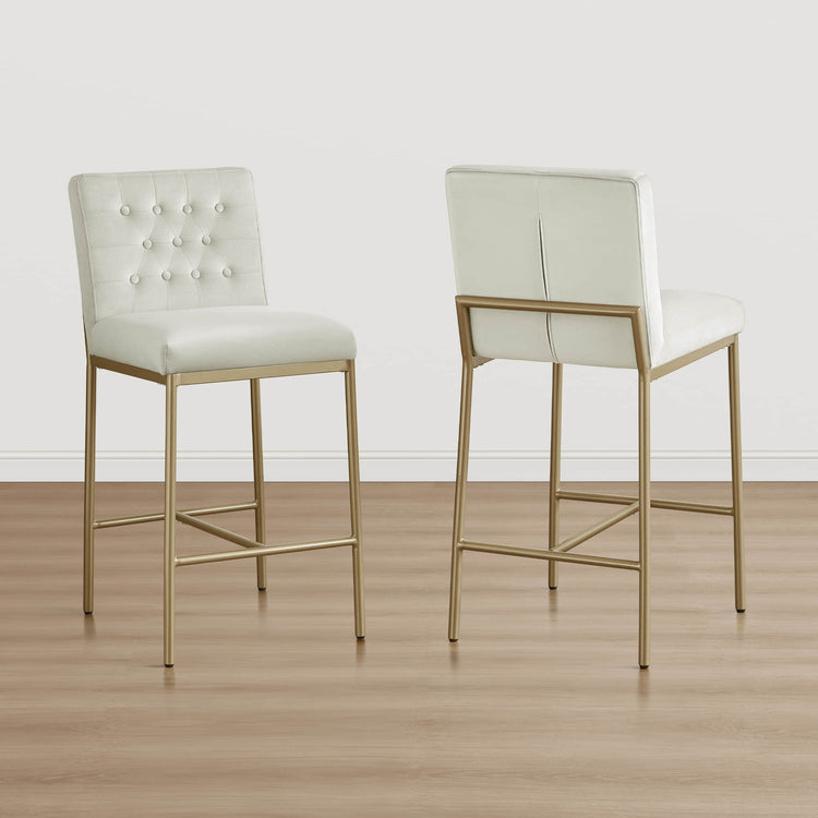 Layla Retro Tufted-design Counter Stool with Metal Base (Set of 2）