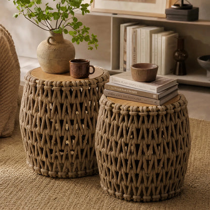Leen Woven Rope Drum Outdoor & Indoor Side Table