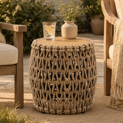 Leen Woven Rope Drum Outdoor & Indoor Side Table