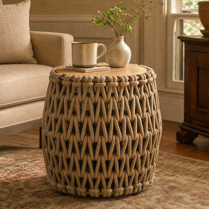 Leen Woven Rope Drum Outdoor & Indoor Side Table