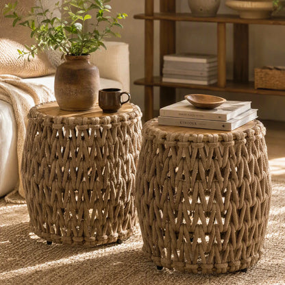 Leen Woven Rope Drum Outdoor & Indoor Side Table