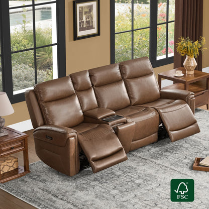 Leif Modern Top-Grain Leather Super Zero Gravity Reclining Sofa