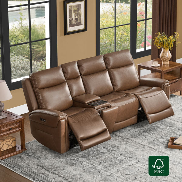 Leif Modern Top-Grain Leather Super Zero Gravity Reclining Sofa