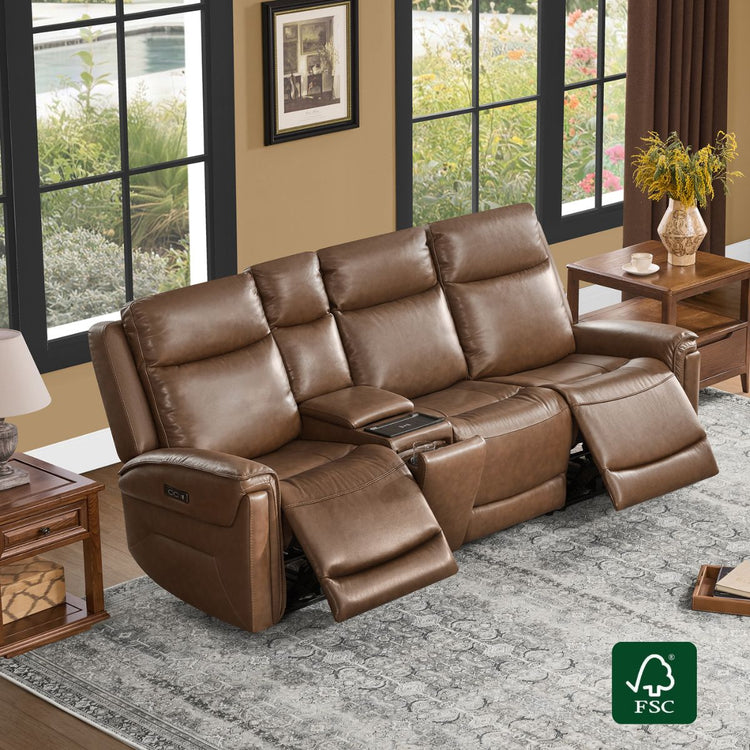 Leif Modern Top-Grain Leather Super Zero Gravity Reclining Sofa
