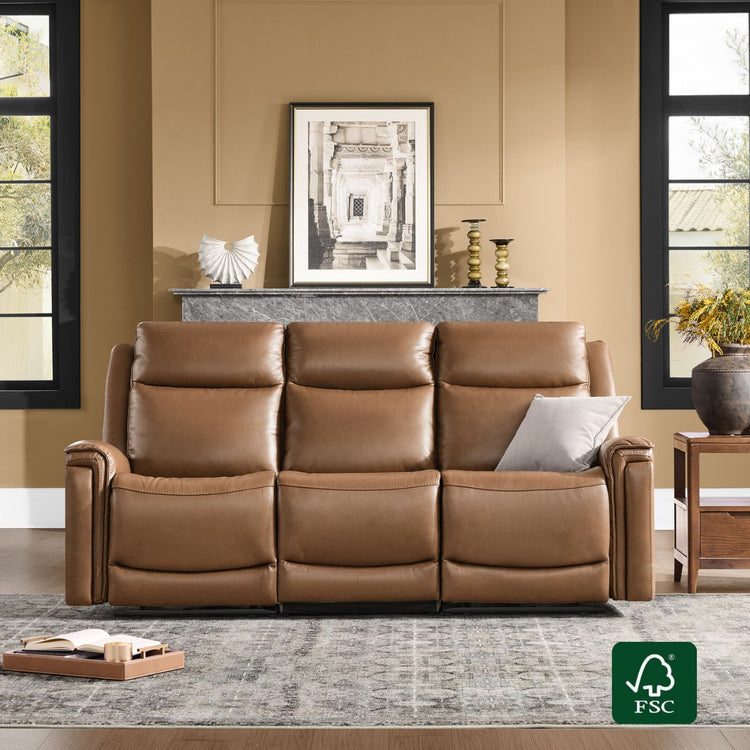 Leif Modern Top-Grain Leather Super Zero Gravity Reclining Sofa