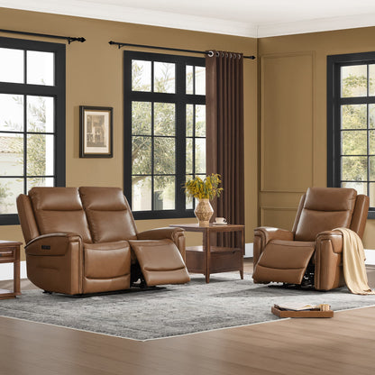Leif Modern Top-Grain Leather Super Zero Gravity Reclining Sofa