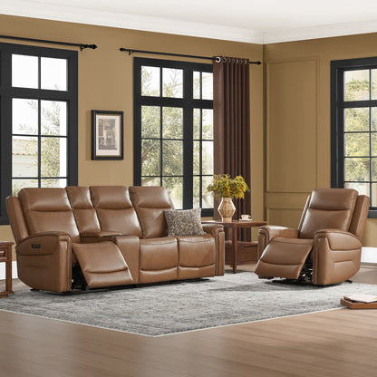 Leif Modern Top-Grain Leather Super Zero Gravity Reclining Sofa