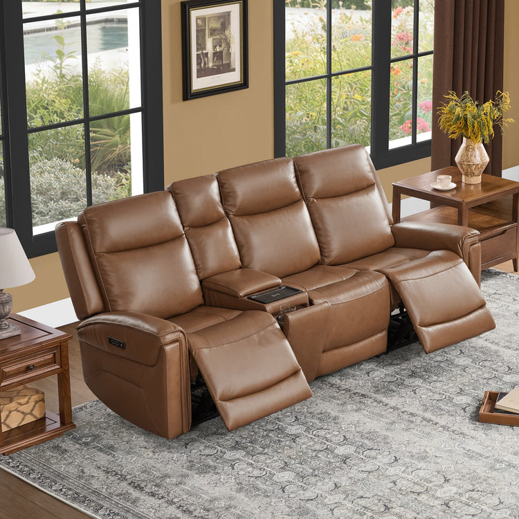 Leif Modern Top-Grain Leather Super Zero Gravity Reclining Sofa
