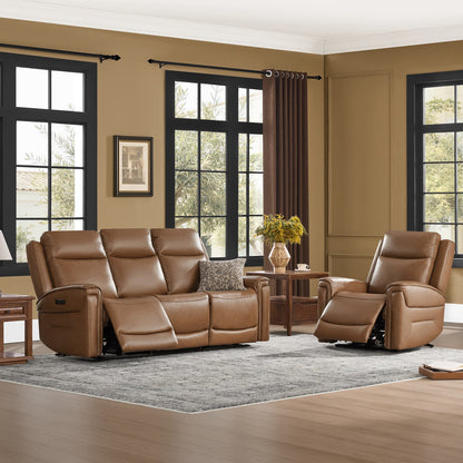 Leif Modern Top-Grain Leather Super Zero Gravity Reclining Sofa