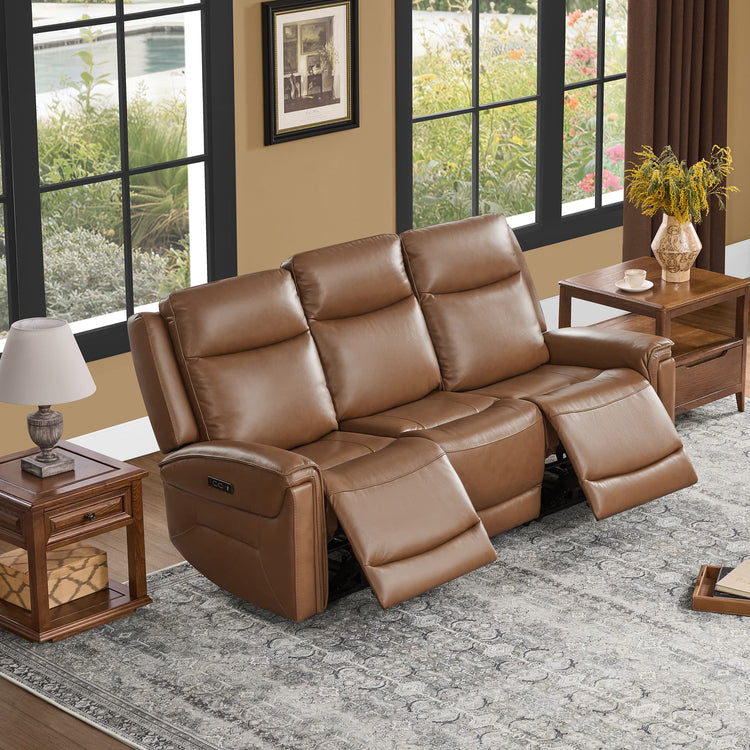 Leif Modern Top-Grain Leather Super Zero Gravity Reclining Sofa