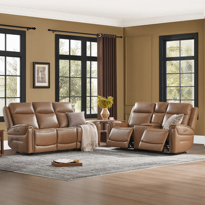 Leif Modern Top-Grain Leather Super Zero Gravity Reclining Sofa