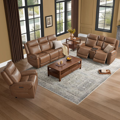 Leif Modern Top-Grain Leather Super Zero Gravity Reclining Sofa