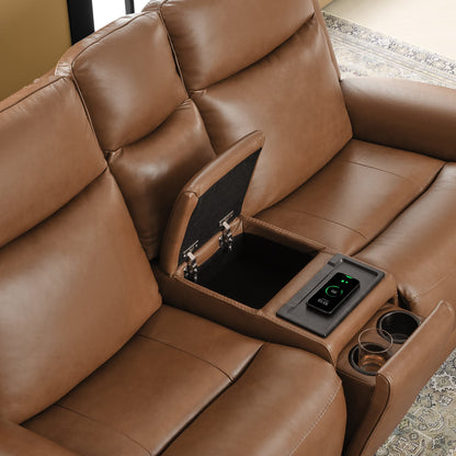 Leif Modern Top-Grain Leather Super Zero Gravity Reclining Sofa