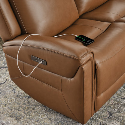 Leif Modern Top-Grain Leather Super Zero Gravity Reclining Sofa