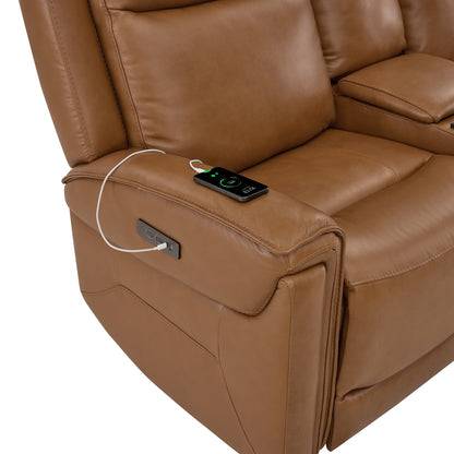 Leif Modern Top-Grain Leather Super Zero Gravity Reclining Sofa